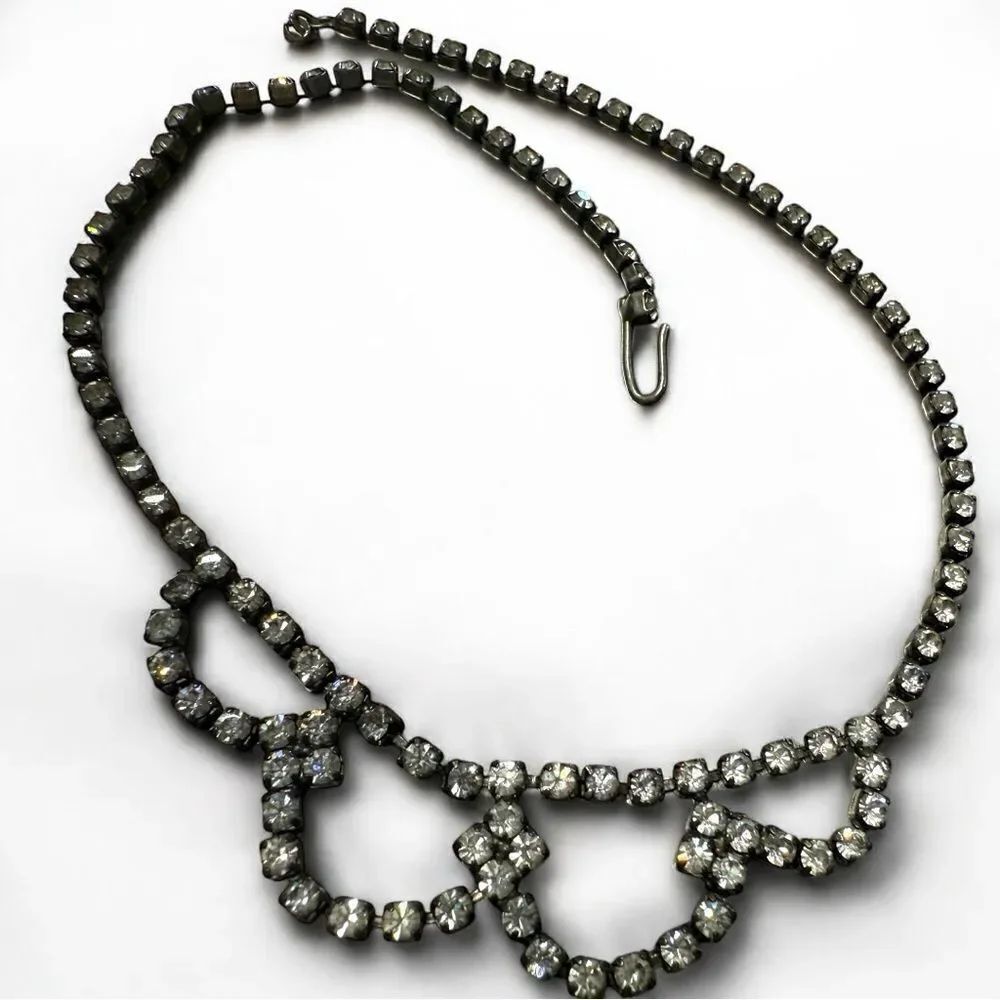 Vintage Clear Rhinestone Statement Necklace